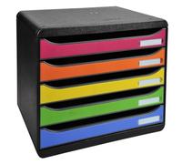 EXACOMPTA Module de classement à l'italienne 5 tiroirs BIG BOX Noir / Multicolore - 27 x 27,1 x 35,5 cm