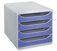 Exacompta Module de classement Big Box 4 tiroirs - corps gris - tiroirs bleu