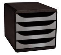 Module de classement Exacompta Big Box 4 tiroirs coffre noir - noir/argent