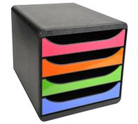 Module de classement Exacompta Big Box 4 tiroirs coffre noir - noir/multicolore