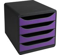 Module de classement Exacompta Big-Box 4 tiroirs gris foncé - parme