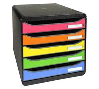 Exacompta Module de classement Big Box 5 tiroirs - corps noir - tiroirs arlequin