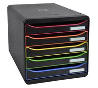 Exacompta Module de classement Big Box 5 tiroirs - corps noir - tiroirs noir et arlequin