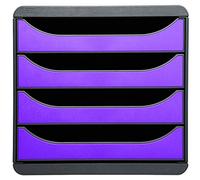 Module de classement Exacompta Big-Box 4 tiroirs gris foncé - parme