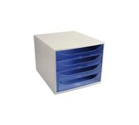Exacompta Module De Classement Eco 4 Tiroirs Gris Bleu Translucide - Dim. : L28,4 X H23,4 X P34,8 Cm