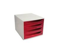 Exacompta Module De Classement Eco 4 Tiroirs Gris Rose Translucide - Dim. : L28,4 X H23,4 X P34,8 Cm