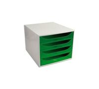 EXACOMPTA Module de classement ECO 4 tiroirs gris vert translucide - 28,4 x 23,4 x 34,8 cm