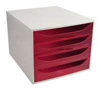 EXACOMPTA Module de classement ECO 4 tiroirs gris rose translucide - 28,4 x 23,4 x 34,8 cm