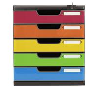 Exacompta Module de classement Modulo A4 – 5 tiroirs fermables – Noir/arlequin glossy