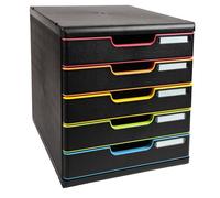 Module de classement Exacompta Modulo 5 tiroirs - noir/multicolore