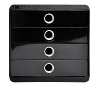 EXACOMPTA Module de classement Pop-Box 4 tiroirs Glossy - Noir/argent