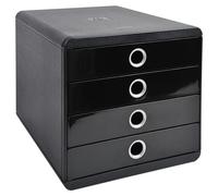 Exacompta Module de classement Pop-Box 4 tiroirs Glossy Noir/argent 314438D