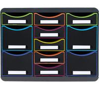 Exacompta Moule de classement Storebox Multi 11 tiroirs Noir/arlequin 313914D