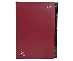 Exacompta Ordonator 57225E Trieur rigide économique 24 compartiments alphabétiques 24 x 34 Rouge