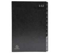 Exacompta Trieur rigide Économique Ordonator 12 compartiments numériques 24x34 cm Noir