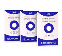 Exacompta Pack 3 Etuis de 100 Fiches Bristol Unies 148 x 210 mm Blanc