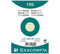 Exacompta Paquet De 100 Fiches Bristol A6 Vert Ligné. S/S Film
