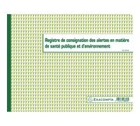 EXACOMPTA Piqûre 24x32cm - Registre de consignation des alertes en matière de santé publique et d'environnement - 20 pages