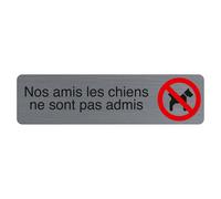 Exacompta Plaque adhésive 67176E Nos amis les chiens ne sont pas admis Aluminium brossé 16,5x4,4 cm