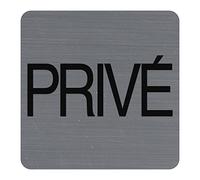 Exacompta Plaque de Porte Adhésive Privé Aspect Aluminium Brossé 7,5x7,5 cm