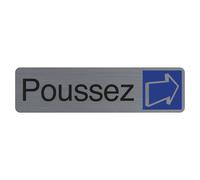 Exacompta Plaque signalétique adhésive Poussez - Rectangle Gris / Bleu