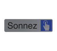 Exacompta Plaque signalétique adhésive Sonnez - Rectangle Gris / Bleu