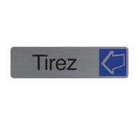 Exacompta Plaque signalétique adhésive Tirez - Rectangle Gris / Bleu