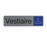 Exacompta Plaque signalétique adhésive Vestiaires - Rectangle Gris / Bleu
