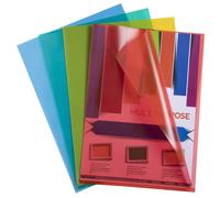 Exacompta Pochette coin A4 polypropylène grainé 12/100e - 4 coloris transparents assortis - lot de 100