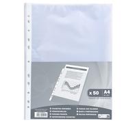 Exacompta Pochettes perforées polypropylène grainé A4 38 microns cristal translucide - Sachet de 50