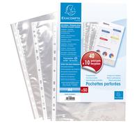 Exacompta Pochettes perforées transparentes A4 polypropylène 5/100e lisses cristal - Lot de 50