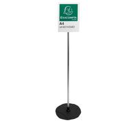 Exacompta Présentoir sur pied aluminium A4 portrait PMMA 270x270x1000 mm Noir/alu/cristal