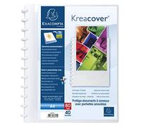 EXACOMPTA Protège-documents KreaCover 80 vues A4 - 40 pochettes, couverture rigide polypropylène blanc