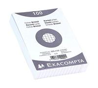Exacompta - Réf. 10202E - Paquet de 100 fiches bristol quadrillées 5x5 non perforées - sous film - compatibles avec imprimante jet d'encre, laser et photocopieur - format 100 x 150 mm - couleur blanc