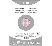 Exacompta - Réf. 10236E - Paquet de 100 fiches bristol quadrillées 5x5 non perforées - sous film - compatibles avec imprimante jet d'encre, laser et photocopieur - format 210 x 297 mm - couleur rose