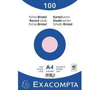 Exacompta - Réf. 10336E - Paquet de 100 fiches bristol unies non perforées - sous film - compatibles avec imprimante jet d'encre, laser et photocopieur - format 210 x 297 mm - couleur rose