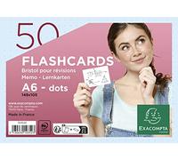Paquet de 50 Flashcards sous film + anneau - bristol dots perforé - Format A6 - Bleu