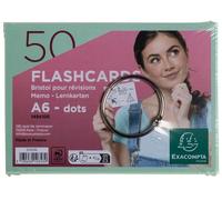 Exacompta - Réf. 10353E - Carton de 19 paquets de 50 Flashcards sous film + anneau - bristol dots perforé - cartes de révisions - 148 x 105 mm format A6 - couleur vert