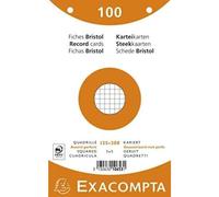 Fiche bristol 125 x 200 mm quadrillée 5 x 5 coloris assortis perforée Exacompta - Boîte de 100