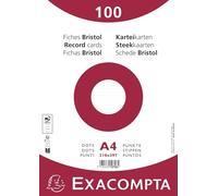 Exacompta - Réf. 10706E - Carton de 10 paquets de 100 fiches sous film - bristol dots non perforé - format 210 x 297 mm - papier Clairefontaine certifié PEFC - couleur blanc
