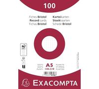Exacompta - Réf. 10708E - Carton de 10 paquets de 100 fiches sous film - bristol dots non perforé - format 148 x 210 mm - papier Clairefontaine certifié PEFC - couleur blanc