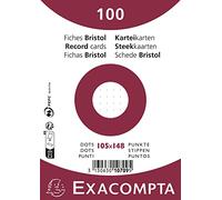 Exacompta - Réf. 10709E - Carton de 20 paquets de 100 fiches sous film - bristol dots non perforé - format 105 x 148 mm - papier Clairefontaine certifié PEFC - couleur blanc