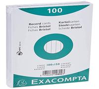 Exacompta - Réf. 10802X - Paquet de 100 fiches bristol lignées non perforées - sous film - compatibles avec imprimante jet d'encre, laser et photocopieur - format 100 x 150 mm - couleur blanc