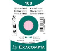 Exacompta 40x 100 fiches bristol ligné non perforé 74x105mm Rose 10830SE