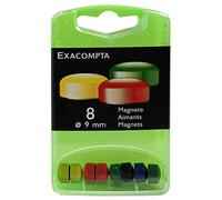 Exacompta - Réf. 11045E - Boîte de 8 aimants F9 - 9mm de diamètre - Couleurs assorties