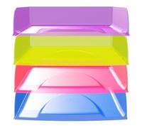 Exacompta - Réf. 111808SETD - Set de 4 Corbeilles à courrier Combo Styli Crystal - dimensions 34,6 x 25,5 x 24,3 cm - pour format A4+ - Bleu royal - Rouge carmin - Vert anis - Violet