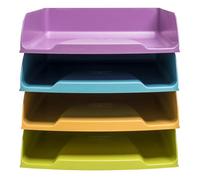 Lot de 4 corbeilles à courrier Exacompta Combo-Styli - couleurs assorties vives
