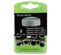 Exacompta - Réf. 11213E - Boîte de 8 aimants F12 - Force magnétique 320 grs - Diamètre 12 mm - Adaptés aux tableaux magnétiques, pêle-mêle pour afficher des photos - Couleur argent