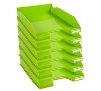 Exacompta - Réf. 113225D - Lot de 6 corbeilles à courrier COMBO MIDI - dimensions utiles 34 x 25 x 6,5 cm - pour documents au format A4 + - couleur vert anis glossy
