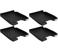 Exacompta - Réf. 11414D - 1 Corbeille à courrier Combo Mini - Dimensions 34,7 x 25,5 x 3,8 cm - pour Documents au Format A4 + - Couleur Noir - certifié Ange Bleu - capacité 250 Feuilles (Lot de 4)